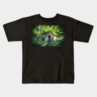 honeysuckle, red flower, black berry Kids T-Shirt